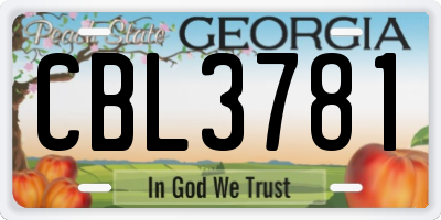 GA license plate CBL3781