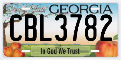 GA license plate CBL3782