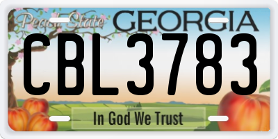 GA license plate CBL3783