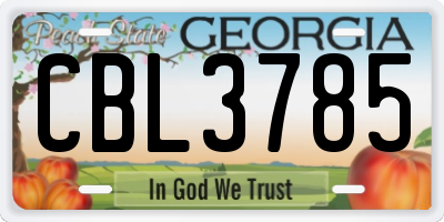 GA license plate CBL3785