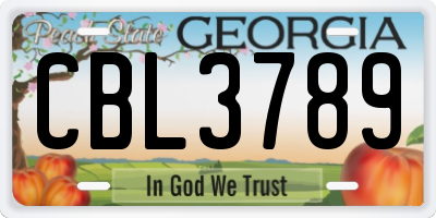 GA license plate CBL3789
