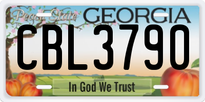 GA license plate CBL3790