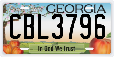 GA license plate CBL3796