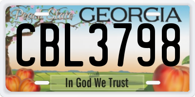 GA license plate CBL3798