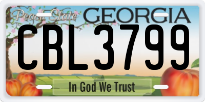 GA license plate CBL3799