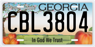 GA license plate CBL3804
