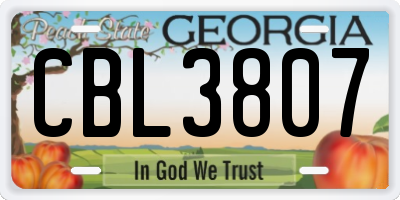 GA license plate CBL3807