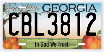 GA license plate CBL3812