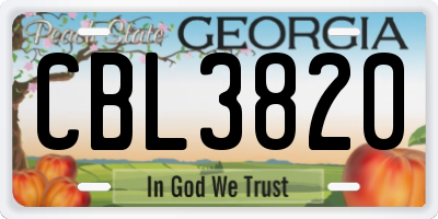 GA license plate CBL3820