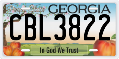 GA license plate CBL3822