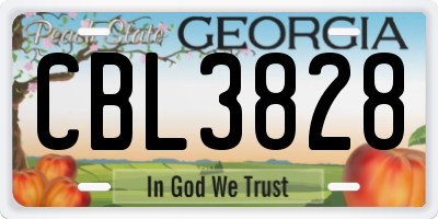 GA license plate CBL3828