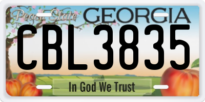 GA license plate CBL3835