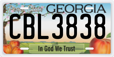 GA license plate CBL3838
