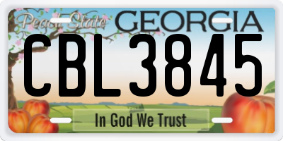 GA license plate CBL3845