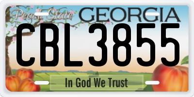 GA license plate CBL3855