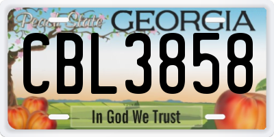 GA license plate CBL3858