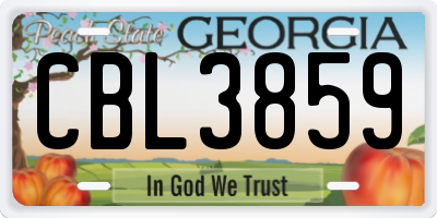 GA license plate CBL3859