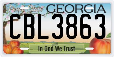 GA license plate CBL3863