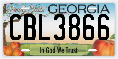 GA license plate CBL3866