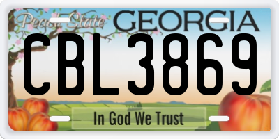 GA license plate CBL3869