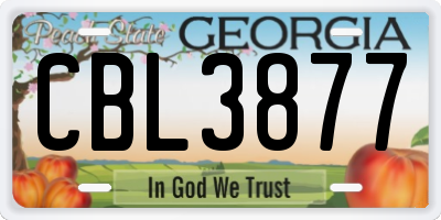 GA license plate CBL3877