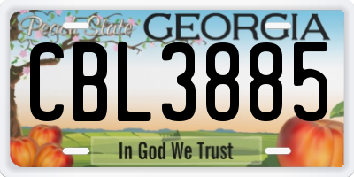 GA license plate CBL3885