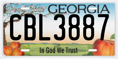 GA license plate CBL3887