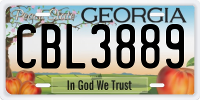 GA license plate CBL3889