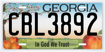 GA license plate CBL3892