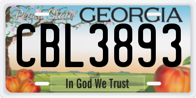 GA license plate CBL3893
