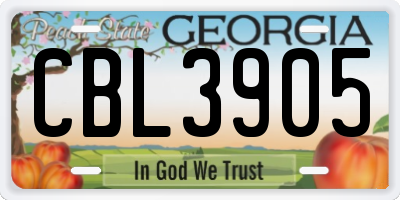 GA license plate CBL3905