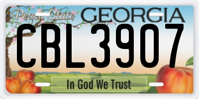 GA license plate CBL3907