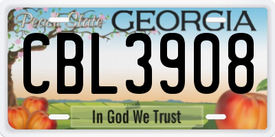 GA license plate CBL3908