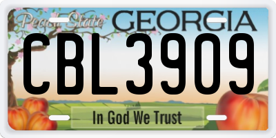 GA license plate CBL3909