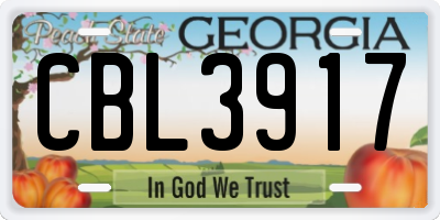 GA license plate CBL3917