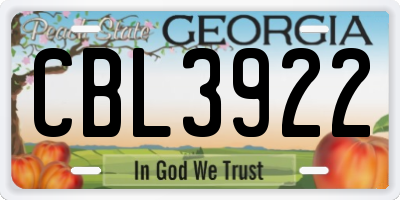 GA license plate CBL3922