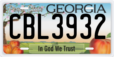 GA license plate CBL3932