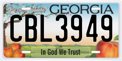 GA license plate CBL3949