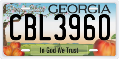 GA license plate CBL3960