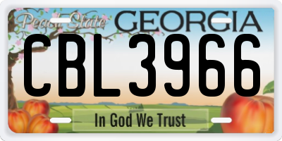 GA license plate CBL3966