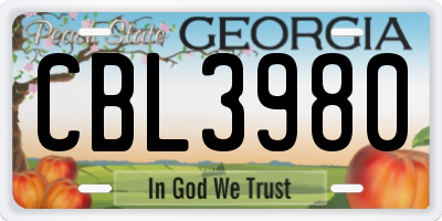 GA license plate CBL3980