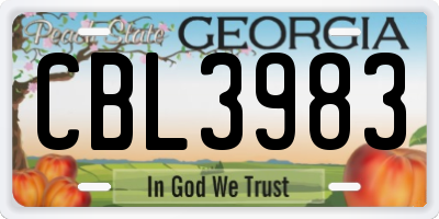 GA license plate CBL3983