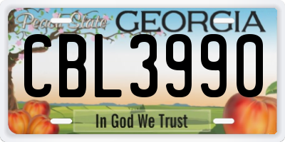GA license plate CBL3990