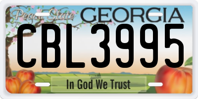 GA license plate CBL3995