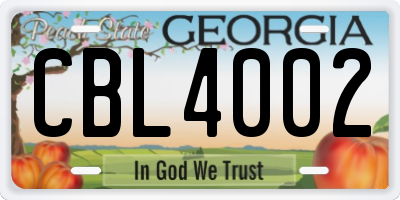GA license plate CBL4002