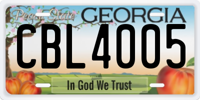 GA license plate CBL4005