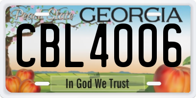 GA license plate CBL4006