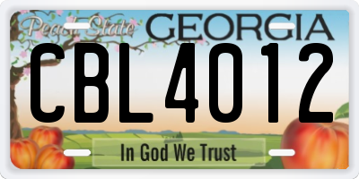 GA license plate CBL4012