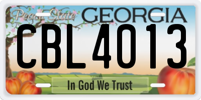 GA license plate CBL4013