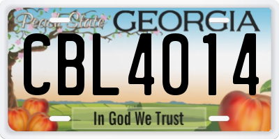 GA license plate CBL4014